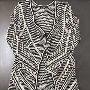NIC+ZOE Black and Cream Textured Cardigan - Size Medium